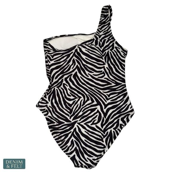 Kate Spade Zebra One-Shoulder One-Piece Swimsuit Black White Size Medium
NEW - Picture 4 of 12